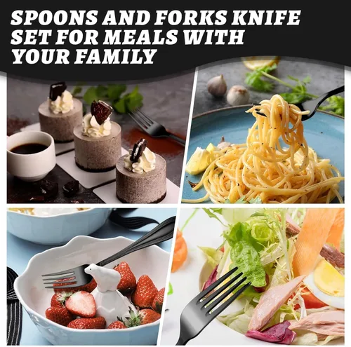 Vista 5 de TIVOLI Juego de cubiertos para 4, 20 piezas de cubiertos de acero inoxidable resistente, incluye cuchillo de carne, tenedor y cuchara, apto