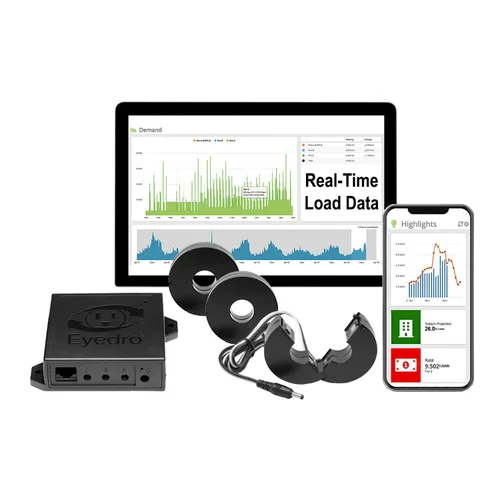 Eyedro Medidor de Energía Comercial e Industrial Trifásico - Datos de kWh/W/A/V/PF/$ en Tiempo Real - Medición Solar y de Red - WiFi (2.4 GHz) y