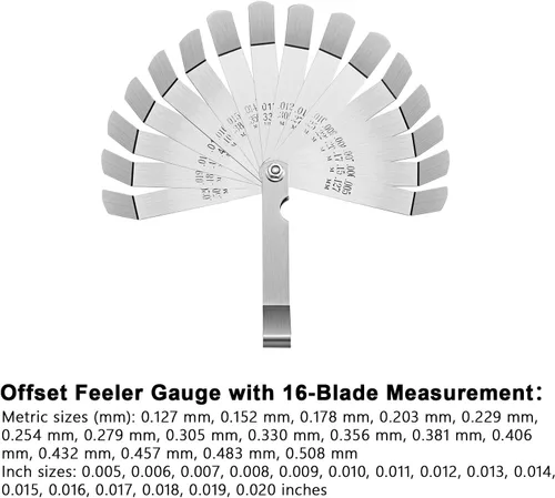 Vista 7 de 2 piezas de calibrador de acero doble marca métrica e imperial herramienta de medición de huecos (32 cuchillas, 16 hojas)