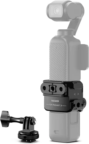 Vista 10 de NEEWER Jaula Pocket 3, Plataforma de Grabación de Video con Cardán de Aleación de Aluminio con Adaptador de Extensión para Cámara de Acción Roscas