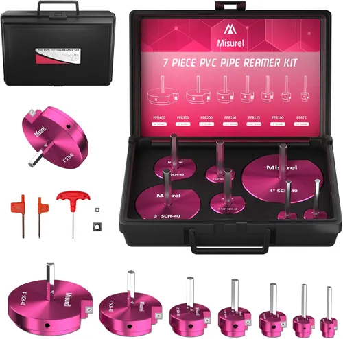 Kit de escariador de tubería de PVC de 7 piezas con 3/4 pulgadas, 1 pulgada, 1-1/4 pulgadas, 1-1/2 pulgadas, 2 pulgadas, 3 pulgadas, 4 pulgadas, 2