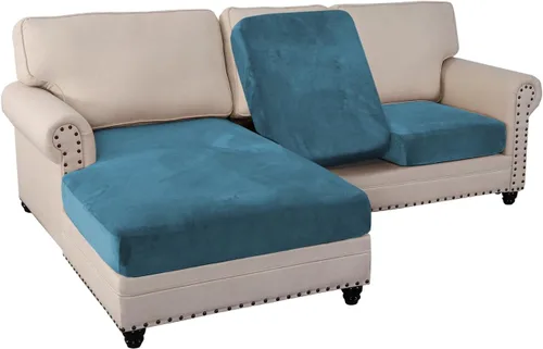 Vista 83 de PrinceDeco Fundas de cojín para sofá, funda elástica y lavable, funda de cojín ajustable de tela de terciopelo antideslizante, protector de muebles