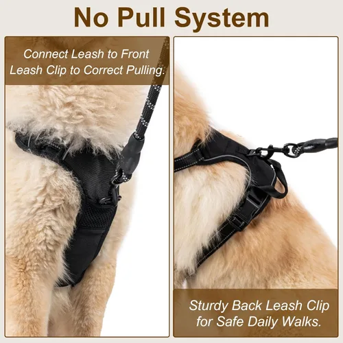 Vista 3 de Arnés para perro sin tirones, chaleco ajustable reflectante con clip frontal para mascotas con asa de fácil control para perros medianos y grandes