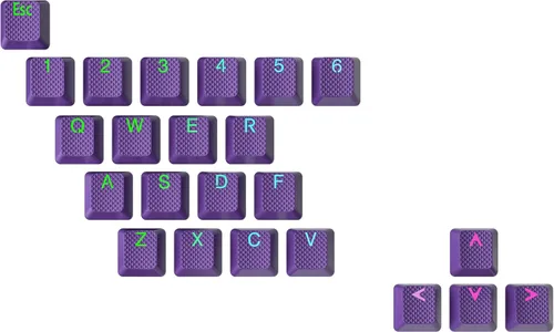 Vista 22 de Conjunto de teclas de goma Ranked Doble disparo translúcido Perfil OEM para teclado mecánico de juegos (Café Cuarzo, 23 teclas)