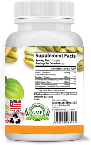 Vista 7 de Maximum Slim La formulación más eficaz MaximumTrim Garcinia CAMBOGIA con extracto de grano de café verde pérdida de peso natural, supresor
