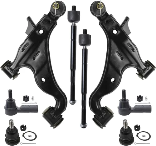 Vista 329 de Detroit Axle - Kit de ocho piezas - brazos de control de suspensión inferior delantero y trasero con juntas de bolas, extremos de barras