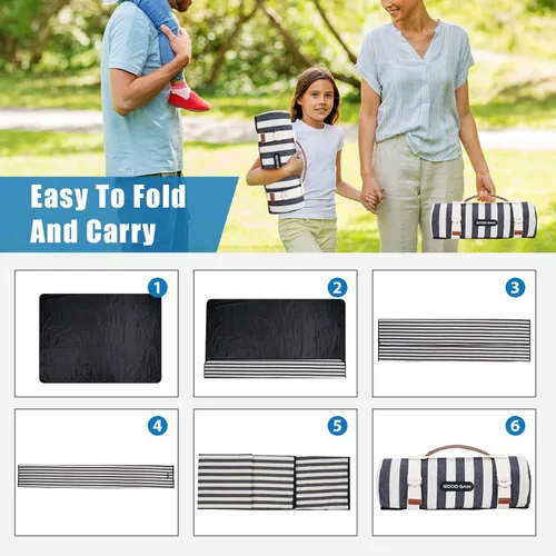 Vista 6 de Mantas de picnic para exteriores extra grandes - Manta de picnic impermeable con correa de transporte Alfombra de picnic lavable a máquina