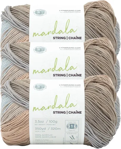 Vista 28 de Lion Brand Yarn Hilo Mandala String, Hilo Fingering para Tejer y Crochet, Acoustic, 1 Paquete