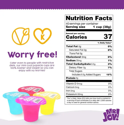 Mr. Joy Soft Italian Ices - Paquete variado de mini tazas frías de sabores surtidos no congelados (40 x 1.34 onzas) - Freeze & Enjoy - 40 mini tazas