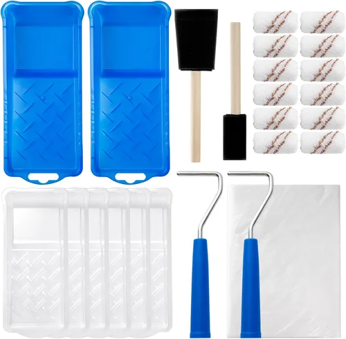 Kit de Rodillo de Pintura Mister Rui, Paquete de 25, Rodillos de Pintura de Microfibra de 5 cm 10 mm de Pelo, Kit de Rodillo de Pintura Pequeño,
