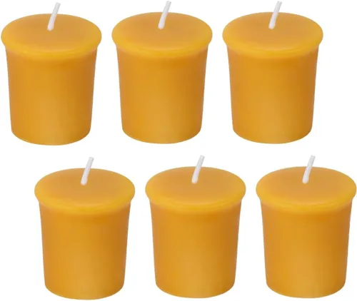 Vista 10 de 4 velas votivas de cera de abeja pura, sin perfume, naturalmente ligeramente perfumadas a miel, 15 horas de tiempo de combustión cada una (blanco)