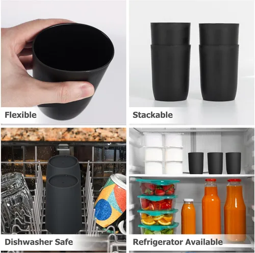 Vista 5 de Topsky Paquete de 4 vasos de baño – Plástico reutilizable para cepillo de dientes, enjuague bucal, cepillado