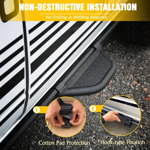 Vista 6 de JROAD Bronco - Estribos laterales compatibles con accesorios Ford Bronco 2021 2022 2023 2/4 puertas con riel de roca, acero al carbono