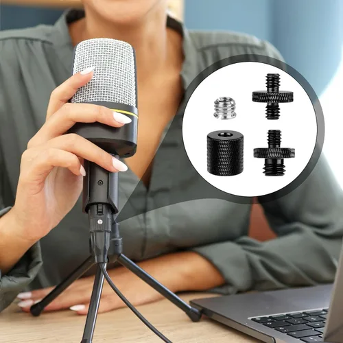 Vista 5 de 12 adaptadores de soporte de micrófono, adaptadores de rosca de micrófono 1/4 hembra a 3/8 macho y 1/4 macho a 1/4 macho y 1/4 macho a 3/8 macho