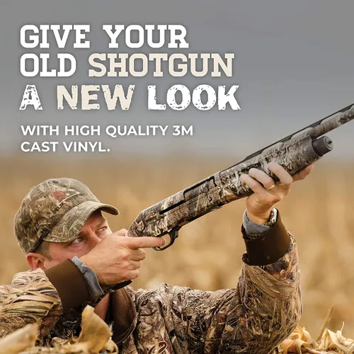 Vista 2 de Mossy Oak Graphics Fundas de camuflaje para armas, no se decoloran, envolturas de vinilo precortadas, acabado mate, escopetas o rifles, muchos