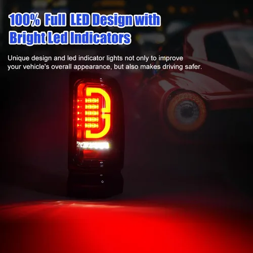 Vista 2 de Nixon Offroad Conjunto de luces traseras LED para Dodge Ram 1500/1994-2002 Dodge Ram 2500/3500 1994-2002, par de luces traseras LED para Dodge Ram