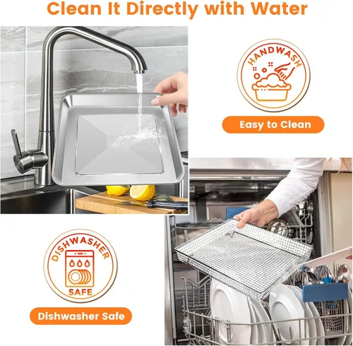 Vista 4 de Accesorios para freidora de aire Gourmia GAF838 GAF856 GAF826, freidora de aire, antiadherente de 9.8 x 9.8 pulgadas, piezas de repuesto