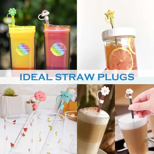 Vista 6 de 10 fundas para popotes de 0.394 in, compatibles con Stanley de 30 y 40 onzas con asa, puntas de popote de silicona reutilizables, protectores