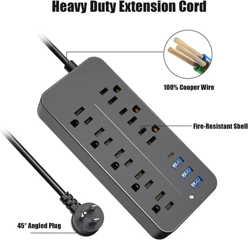 Vista 5 de Estación de carga USB: concentrador de estación de carga de 10 puertos, cargador de pared USB tiene tecnología de detección automática de carga