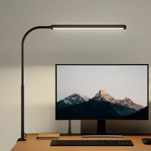 Vista 9 de SUPERDANNY Lámpara de escritorio con cuidado para los ojos LED con base de cuello de cisne flexible 360° lámpara de trabajo con control táctil 3