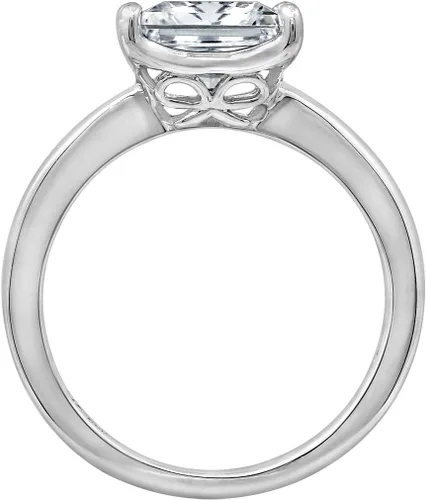 Vista 2 de Anillo de compromiso de plata esterlina platinada con circonita talla princesa de Swarovski., platino-bañado-plata, 6, Platino (Platinum-plated)