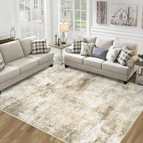 Vista 25 de Alfombra de área para sala de estar: alfombra lavable de 5 x 7 pies con respaldo antideslizante, sin desprendimiento, resistente a manchas