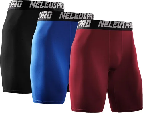 Vista 17 de NELEUS Paquete de 3 pantalones cortos de compresión para hombre