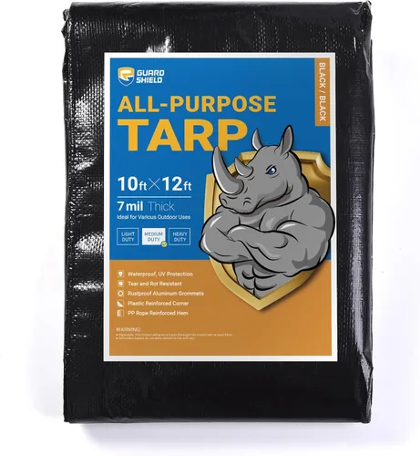 Vista 33 de GUARD SHIELD - Lona negra impermeable de 6 x 6 pies, cubierta de lona de polietileno, de servicio medio y uso general de 7 mil