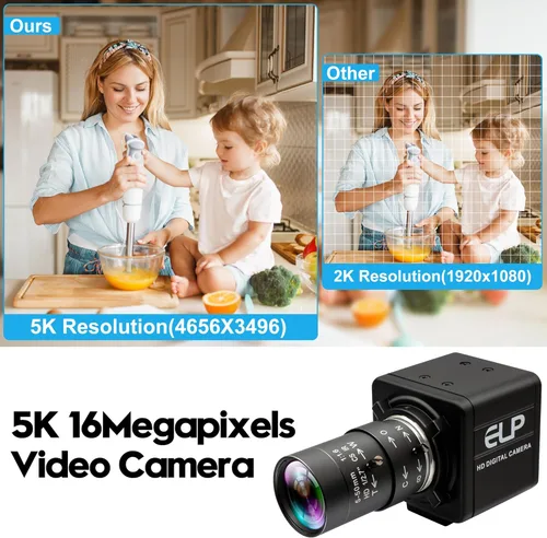 Vista 5 de Cámara USB de 16 megapíxes de alta resolución 5K USB Webcam con CS Mount 0.197-1.969 in Manual Varifocus Lens Close UP OpenCV Cámara Free Driver
