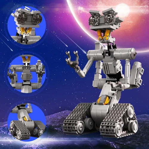 Vista 6 de Johnny 5 Robot - Juego de construcción de cortocircuito, figuras de circuito abierto corto, modelo de robot, juguetes Johnny 5, juego