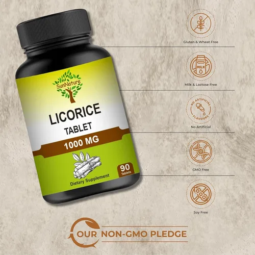Vista 7 de Tabletas de regaliz 90 comprimidos, 1000 mg Suministro de 45 días Suplementos veganos Regaliz 100% natural Regaliz de India