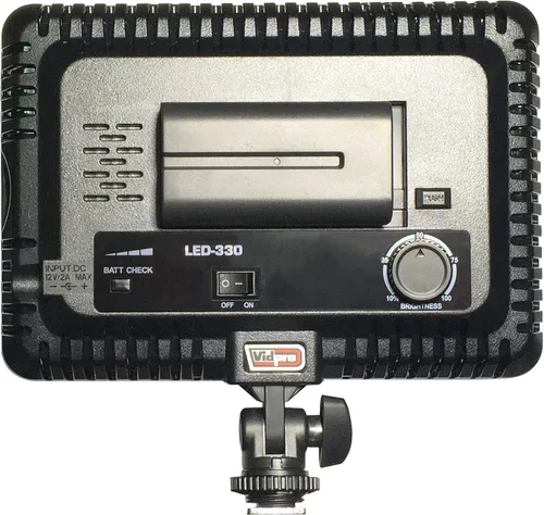 Vista 4 de Kit de luz Vidpro LED-330 para foto y video - Luz LED de panel para cámara - Luz ajustable y regulable se adapta a cámaras, videocámaras y DLSR