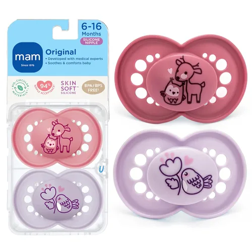 Vista 14 de MAM Chupete mate original para bebé, forma de pezón ayuda a promover un desarrollo oral saludable, estuche esterilizador, 2 unidades, 6-16 meses