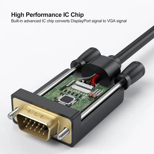 Vista 6 de Cable adaptador de puerto de pantalla a VGA de 6 pies, DisplayPort DP a VGA macho, chapado en oro, compatible con Dell, HP Lenovo, ASUS y más