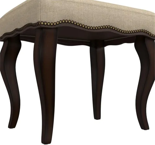 Vista 8 de Hillsdale Hamilton Taburete tapizado de madera y sin espalda para sala de maquillaje y baño, roble bruñido