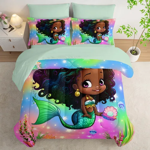 Vista 25 de AILONEN Juego de edredón para niños con temática de astronautas de dibujos animados tamaño individual, lindo juego de ropa de cama con cohetes