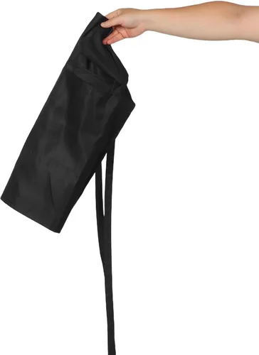 Vista 4 de minkissy 2pcs Black Waterproof Kitchen Half Aprons for Servers with 3 Pockets, Extra Long Waist Ties, Unisex Restaurant Cooking and Catering Work