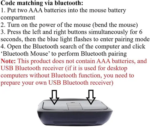 Vista 2 de Ratón Bluetooth Arc Touch delgado y portátil, mini mouse inalámbrico para computadora, mouse óptico ergonómico plegable para computadora portátil