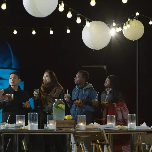 Vista 7 de Espird Paquete de 2 postes de luz para exteriores, poste de luz exterior de 10 pies para luces de cadena, postes de luz de patio trasero