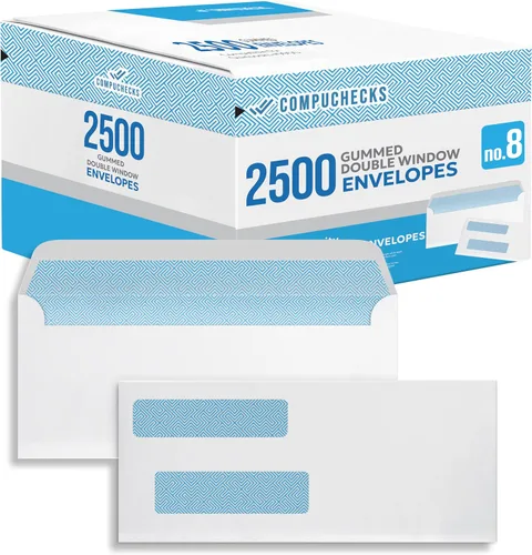 Vista 9 de Compuchecks Sobres de doble ventana #8 – Sobres de cheque de correo de seguridad – A prueba de manipulaciones, tinte de seguridad – 50