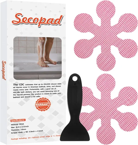 Vista 11 de Secopad Adhesivos para Bañera Antideslizantes, Bandas de Seguridad Adhesivas para Ducha con Raspador Premium