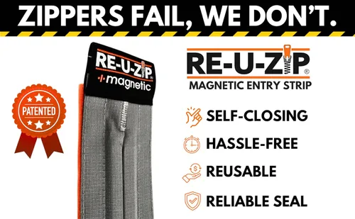 Vista 6 de Kit de tira magnética de entrada ultra clara resistente RE-U-ZIP® Personalizable de 5 x 9 pies, corte a medida Vinilo FR de 12 mil Resistente