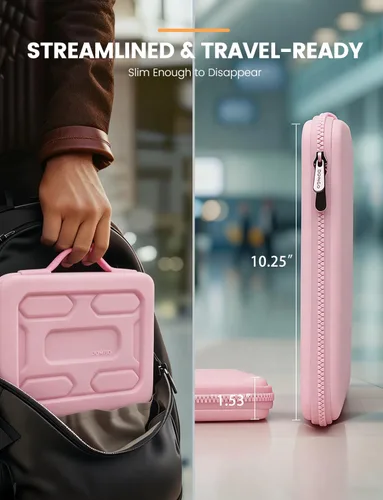 Vista 8 de DOMISO Funda para portátil de 13.3 pulgadas con asa, bolsa de computadora a prueba de golpes, funda protectora impermeable de EVA para portátiles