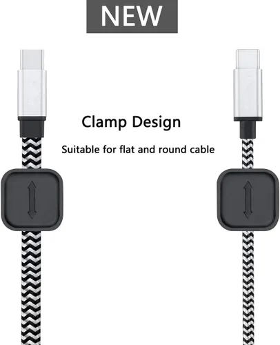 Vista 4 de Clips magnéticos para cables multiusos, organizador de cables de escritorio para todos los cables (paquete de 2, blanco y negro)