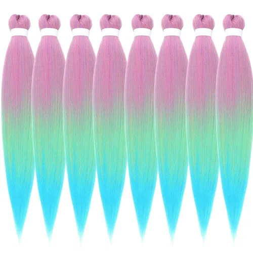 Vista 24 de Leticia - Cabello estirado para trenzar, color negro, 16 pulgadas, paquetes de 6