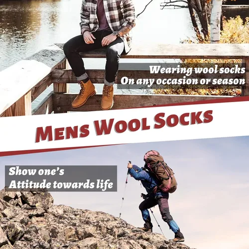 Vista 5 de 4 Pairs Mens Merino Wool Socks, Breathable Hiking Outdoor Warm Winter Socks for Men Cold Weather