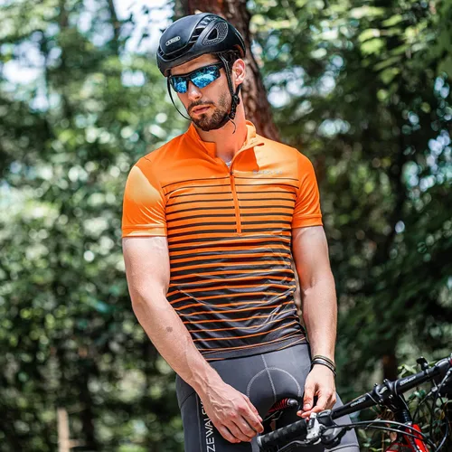 Vista 4 de Spotti Camiseta de ciclismo de manga corta con 3 bolsillos traseros, absorbe la humedad, transpirable, de secado rápido