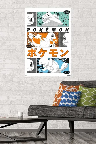 Vista 2 de Pokémon - Póster de pared de anime Trio, 34 pulgadas de largo x 22.4 pulgadas de ancho, versión premium sin marco