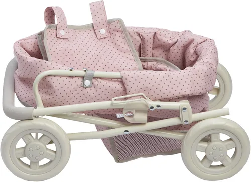 Vista 6 de Olivia's Little World - Cochecito de estilo buggy para muñeca con toldo retráctil, almacenamiento debajo, moisés desmontable, bolsa de viaje