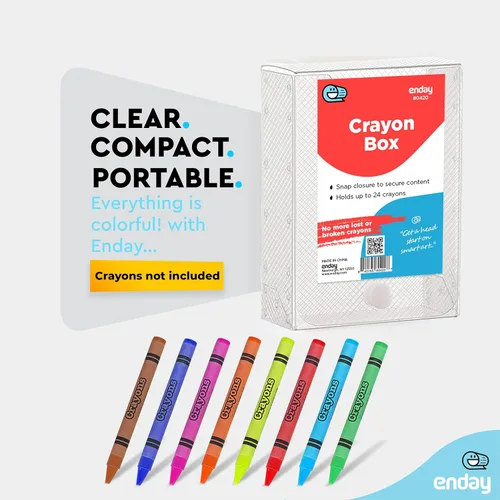 Vista 4 de Enday Cajas de almacenamiento para crayones, caja de crayón transparente, cajas de crayones de plástico para niños, cajas organizadoras
